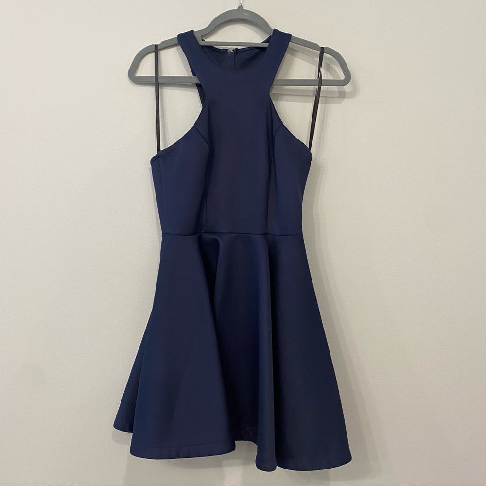 Navy High Neck B Darlin Skater Dress